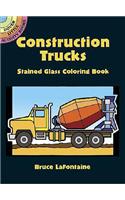 Construction Trucks Stained Glass Coloring Book