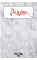 Paislee 4 month Planner Undated: A personalized notebook for Paislee. Marble background design with script font name in this year's color (Living Coral). A perfect daily organizatio