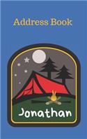 Jonathan: Personalized Address Book for Kids who Love Camping and Summer Camp