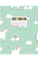 Sketchbook: Cute Unicorn Kawaii Sketch Book for Girls, Kids, Teens, Women (Perfect for Sketching, Drawing, Doodling, Journal, Note Pad, Birthday Party Favors)