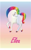 Elsa: Personalisiertes - individualisiertes Einhorn Notizbuch / persönliches Tagebuch / Schreibheft / Logbuch / Planer / Vokabelheft / Notizen - 6 x 9 Zol