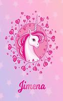 Jimena: Unicorn Large Blank Primary Sketchbook Paper - Pink Purple Magical Horse Personalized Letter J Initial Custom First Name Cover - Drawing Sketch Book