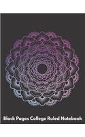 Black Pages College Ruled Notebook: Black College Ruled Notebook Paper, 8.5" X 11", 101 pages, Cool Mandala Cover (8)