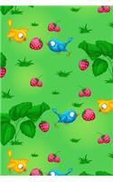 Super Cute Blue and Yellow Birds Sharing Strawberries Notebook