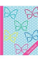 Sketchbook: Cute Blank Notebook for Sketching and Picture Space with Butterflies, Hearts and Stars, Unlined Paper Book for Drawing, Journaling and Doodling, Per