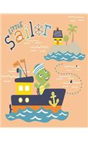 Little sailor: Little turtle sailor on orange cover and Dot Graph Line Sketch pages, Extra large (8.5 x 11) inches, 110 pages, White paper, Sketch, Draw and Paint(4 Little Turtle Sailor on Orange Notebook)