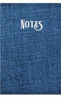 Notes: Lined Journal Blue Denim Casual Blank Notebook for Men or Women