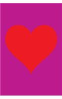 100 Page Blank Notebook - Red Heart on Mauve