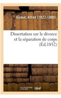 Dissertation Sur Le Divorce Et La Séparation de Corps