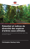 Potentiel et indices de diversité des espèces d'arbres sous-utilisées