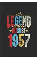 Legend Since August 1957: Blank Lined Notebook / Journal (6 X 9 -120 Pages) - 62nd Birthday Gift Idea