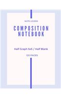 Composition Notebook - Half Graph 5x5 / Half Blank: Clean Purple Design - 120 Pages