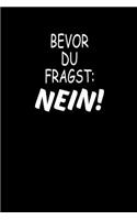 Bevor Du Fragst: Nein !: Notizbuch Lustiges Notebook Fun Journal 6x9 Lined
