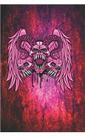 Gothic Notizbuch Brüllender Schädel auf magischem Background: Gothic Notizbuch mit wütendem Schädel