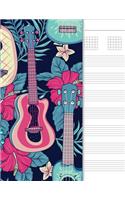 Guitar Tab Notebook: 6 String Chord and Tablature Staff Music Paper, Floral Guitars Cover