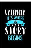 Valencia It's Where My Story Begins: Valencia Dot Grid 6x9 Dotted Bullet Journal and Notebook 120 Pages