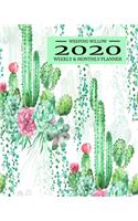 2020 Weekly & Monthly Planner: Calendar + Organizer-Coloring Pages With Pastel Green Cactus Cover