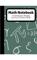 Math Notebook: 1/2 inch Square Graph Paper for Students and Kids, 100 Sheets (Large, 8.5 x 11)(6 Graph Paper Notebooks)