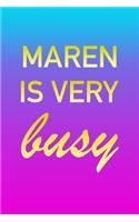 Maren: I'm Very Busy 2 Year Weekly Planner with Note Pages (24 Months) - Pink Blue Gold Custom Letter M Personalized Cover - 2020 - 2022 - Week Planning - 