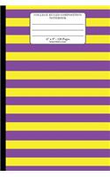 College Ruled Composition Notebook. 6" x 9". 120 Pages. Stripes Pattern Cover.: Yellow Aqua Blue Stripes Pattern Cover. College ruled paper, medium ruled paper. For middle school to college. Composition journal for teens and adu