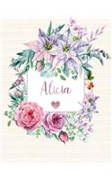 Alicia: Floral Personalized Lined Journal with Inspirational Quotes