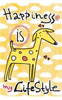 Journal Notebook For Dog Lovers, Happiness Is My Lifestyle Yellow Dog 5: Blank Journal To Write In, Unlined For Journaling, Writing, Planning and Doodling, For Women, Men, Kids, 160 Pages, Easy To Carry Size.