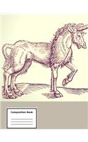 Unicorn Composition Notebook Vintage Style, Wide Ruled 202 Pages 7_44x9_69