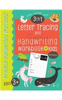 Letter Tracing and Cursive Handwriting workbook for kids 3 in 1 with Animals