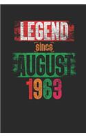 Legend Since August 1963: Graph Ruled Notebook / Journal (6" X 9" - 5 X 5 Graph Ruled) - 56th years old Birthday Gift and Anniversary Gift for Women and Men