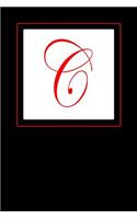 C: Monogrammed Journal with a Stately Red Capital Letter C on a White Background