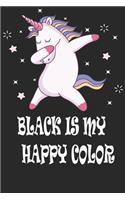 Black Is My Happy Color - Unicorn Journal: Journal and Notebook for Girls and boys - Composition Size (6"x12") With Lined and Blank Pages, Perfect for Journal, Doodling, Sketching and Notes