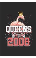 Queens Are Born In 2008: Graph Ruled Notebook - Journal for Birthday Gift Idea