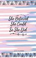 She Believed She Could So She Did 2020 Planner: 2020 Planner With Leap Year Included, Inspirational Quote featuring retro banner monthly calendar, yearly overview, weekly goals, to do list, and re
