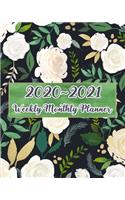 2020 - 2021 Weekly Monthly Planner: Pretty White Rose Gift Planner, Jan 2020 - Dec 2021 24 Month Planner With To Do List for Your Goals, Beautiful White Roses and Green Leaves