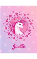 Joelle: Joelle Magical Unicorn Horse Large Blank Pre-K Primary Draw & Write Storybook Paper - Personalized Letter J Initial Custom First Name Cover - Story 