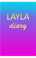 Layla: Journal Diary - Personalized First Name Personal Writing - Letter L Blue Purple Pink Gold Effect Cover - Daily Diaries for Journalists & Writers - J