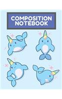 Composition Notebook: Cute Narwhal Lined Journal for Kids 110 Pages Size (8.5x11)