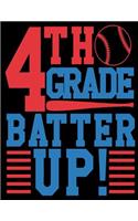 4th Grade Batter Up Wide Rule Composition Notebook for Boys Baseball