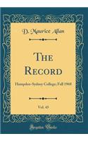 The Record, Vol. 43: Hampden-Sydney College; Fall 1968 (Classic Reprint)