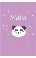 Malia: Ein Personalisiertes Panda Tage-/Notizbuch Mit Dem Namen Malia Und Ganzen 100 Linierten Seiten Im Tollen 6x9 Zoll Format (Ca. Din A5). Optimal ALS S