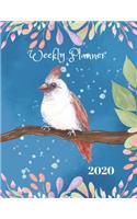 2020 Weekly Planner: Weekly & Monthly Calendar Schedule Organizer with Notes & Expense Tracker Pages, Cute Bird & Floral illustration on Blue theme cover, (Simple Weekly