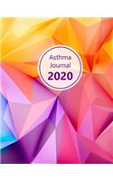 Asthma Journal 2020: Dated asthma symptoms tracker (Medications, Triggers, Peak flow meter sections, Peak flow charts, Exercise tracker, Notes). 11.0' x 8.5'. (Letter si