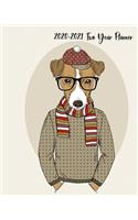2020-2021 Two Year Planner: Fun Jack Russel Terrier Hipster Cover on a Weekly and Monthly Planner Organizer. Perfect 2 Year Motivational Quotes Calendar, Schedule with Vision B