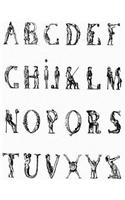 Cursive Writing Paper Notebook: Human Alphabet Art cover