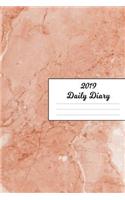 2019 Daily Diary: Glossy Red Stone Marble Design Cover January 19