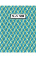 Graph Paper: Graphing Paper - Geometric Yellow Blue 3D Cubes