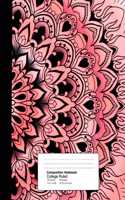 Composition Notebook College Ruled 7.44 X 9.59 Inches 100 Sheets / 200 Pages: Coral Bubblegum Pink Lacework Mandala