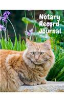 Notary Record Journal: Notary Public Logbook Journal Log Book Record Book, 8.5 by 11 Large, Cat and Purple Flowers Cover