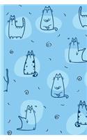 Busy Cat Doing Yoga - Blue: College Ruled Notebook