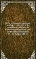 Deutsche Nationalversammlung im Jahre 1919-20: Bericht des zweiten Unterauschusses des Untersuchungsausschusses uber die Friedensaktion Wilsons 1916-17 (German Edition)